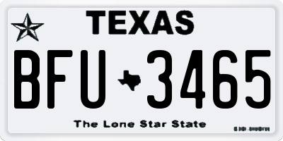 TX license plate BFU3465