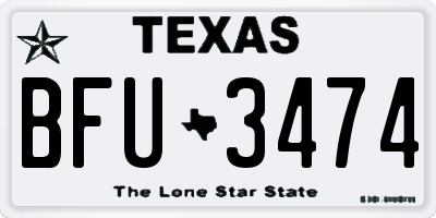 TX license plate BFU3474
