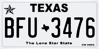 TX license plate BFU3476