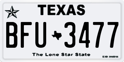 TX license plate BFU3477