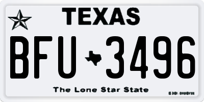 TX license plate BFU3496
