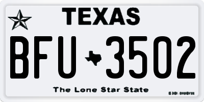 TX license plate BFU3502