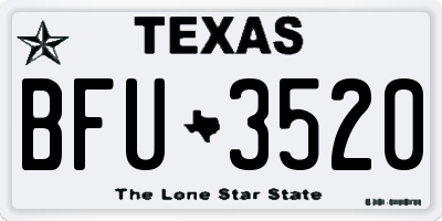 TX license plate BFU3520