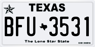 TX license plate BFU3531