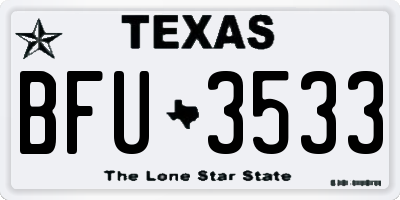 TX license plate BFU3533