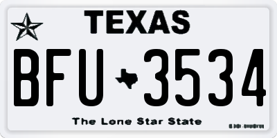 TX license plate BFU3534
