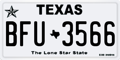 TX license plate BFU3566