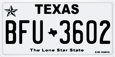 TX license plate BFU3602
