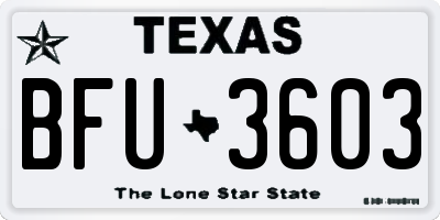 TX license plate BFU3603