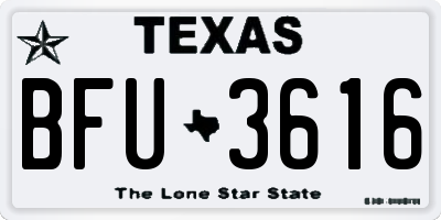 TX license plate BFU3616