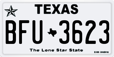 TX license plate BFU3623