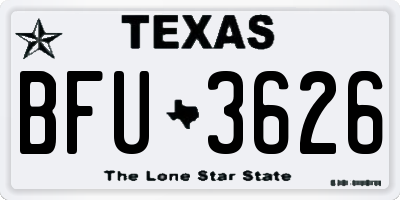 TX license plate BFU3626