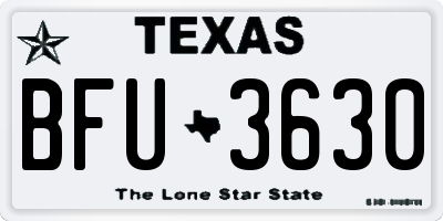 TX license plate BFU3630