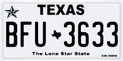 TX license plate BFU3633