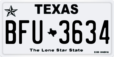 TX license plate BFU3634