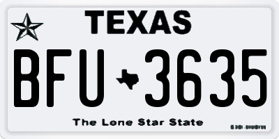 TX license plate BFU3635