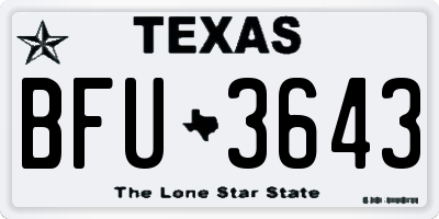 TX license plate BFU3643
