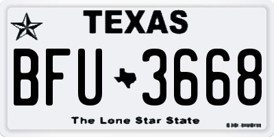 TX license plate BFU3668