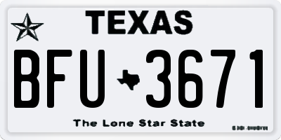 TX license plate BFU3671