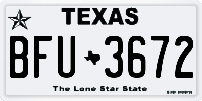 TX license plate BFU3672