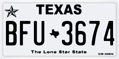 TX license plate BFU3674