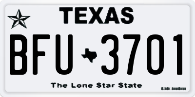 TX license plate BFU3701