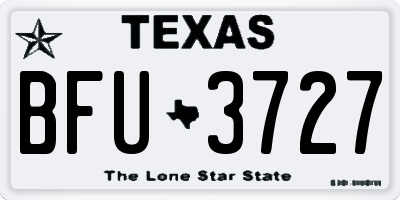 TX license plate BFU3727