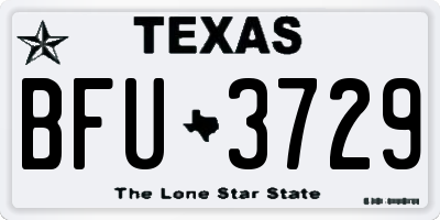 TX license plate BFU3729