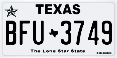 TX license plate BFU3749