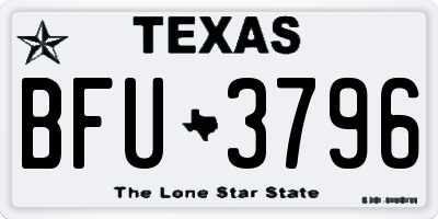 TX license plate BFU3796