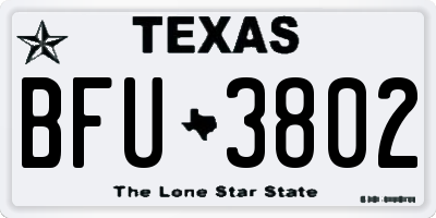 TX license plate BFU3802