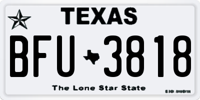 TX license plate BFU3818