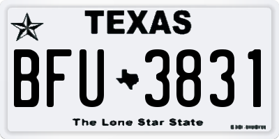 TX license plate BFU3831