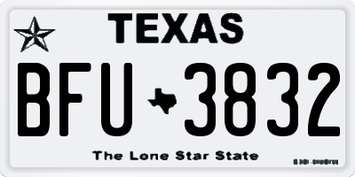 TX license plate BFU3832