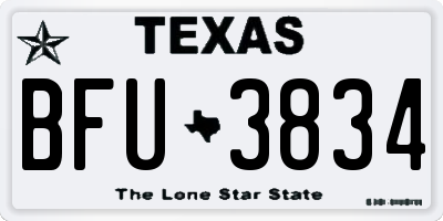 TX license plate BFU3834