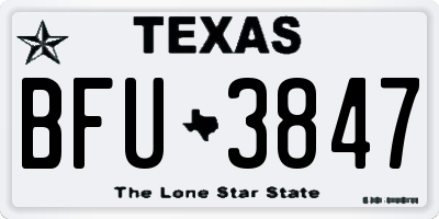 TX license plate BFU3847
