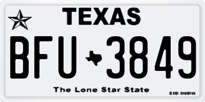 TX license plate BFU3849