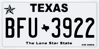 TX license plate BFU3922