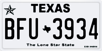 TX license plate BFU3934