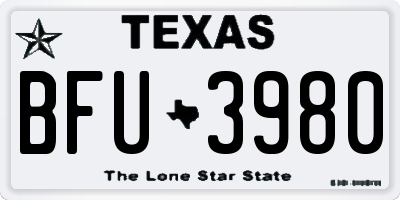 TX license plate BFU3980