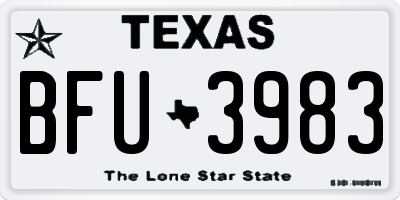 TX license plate BFU3983