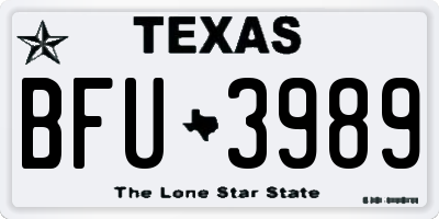 TX license plate BFU3989