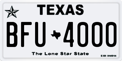TX license plate BFU4000