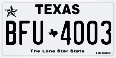 TX license plate BFU4003