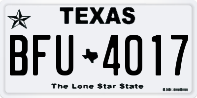 TX license plate BFU4017
