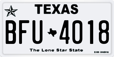 TX license plate BFU4018