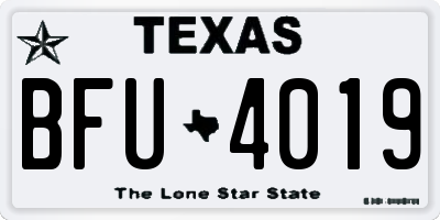 TX license plate BFU4019
