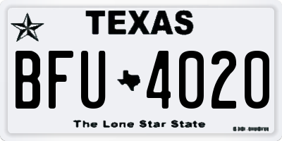TX license plate BFU4020