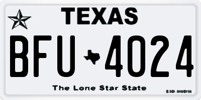 TX license plate BFU4024