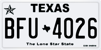 TX license plate BFU4026